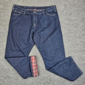 Dickies Flannel Lined Jeans Women's‎ 20 Dark Wash High Rise Straight Leg Denim